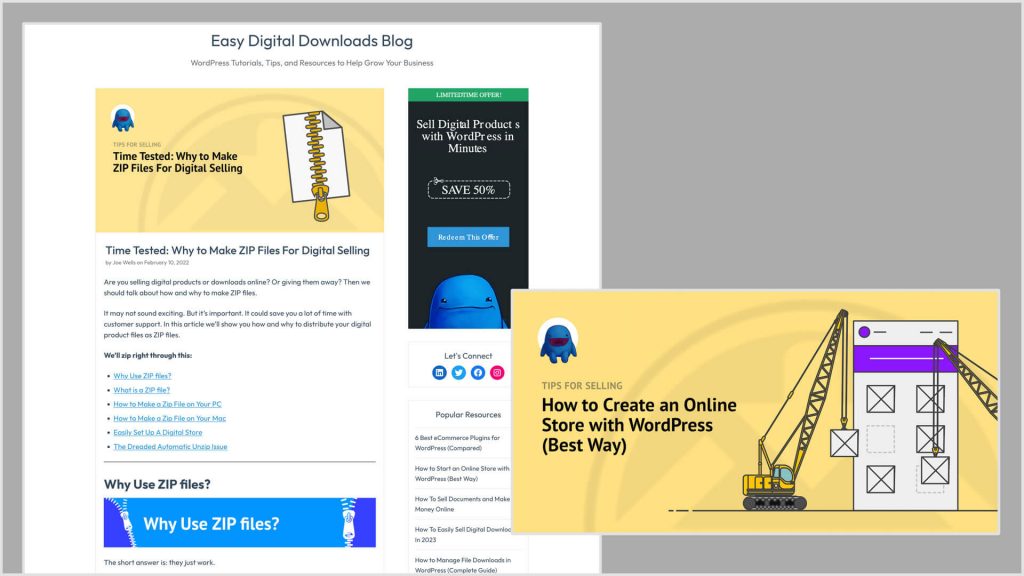 Screenshots: Easy Digital Downloads Blog 2
